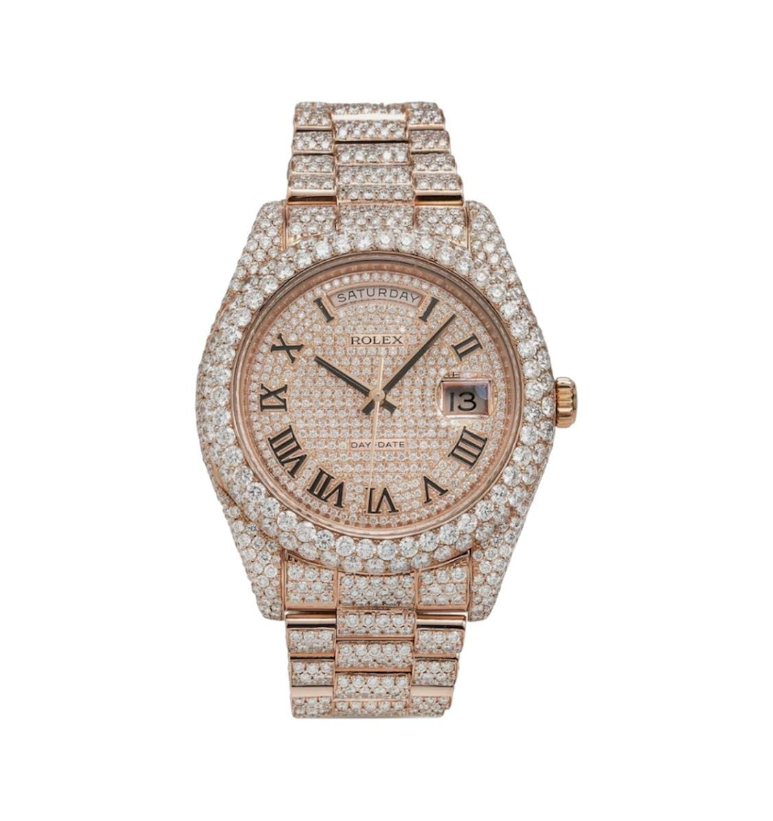 ROLLY DAYDATE ICED OUT ROSE GOLD