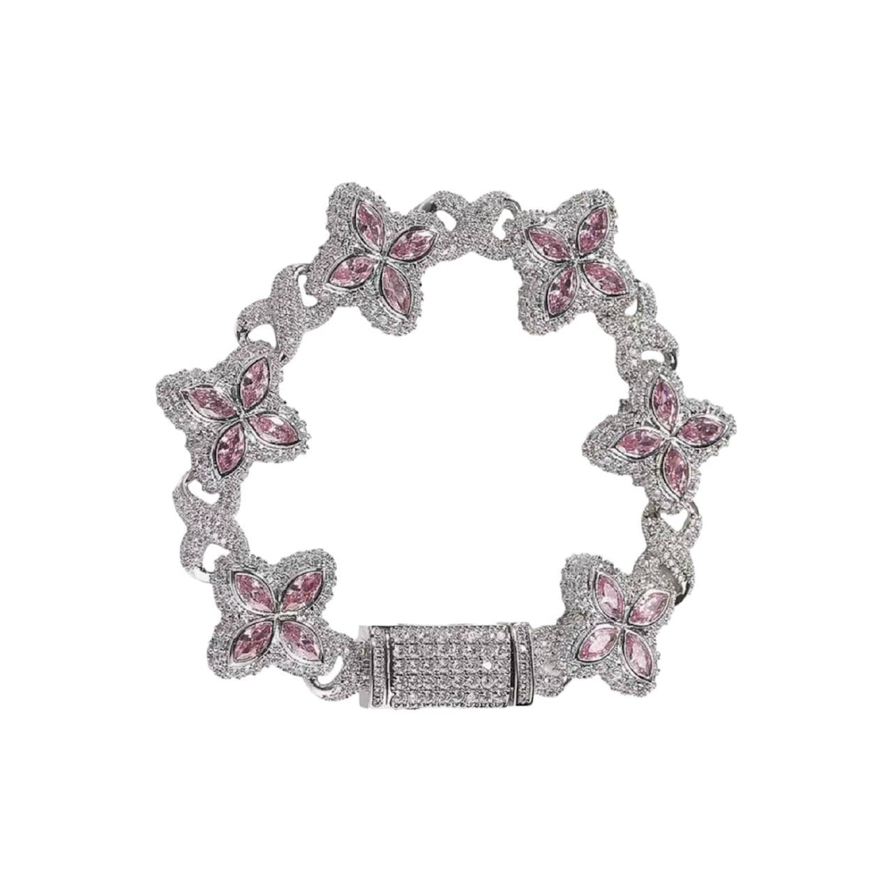 6 CLOVER ICED BRACELET (PINK)